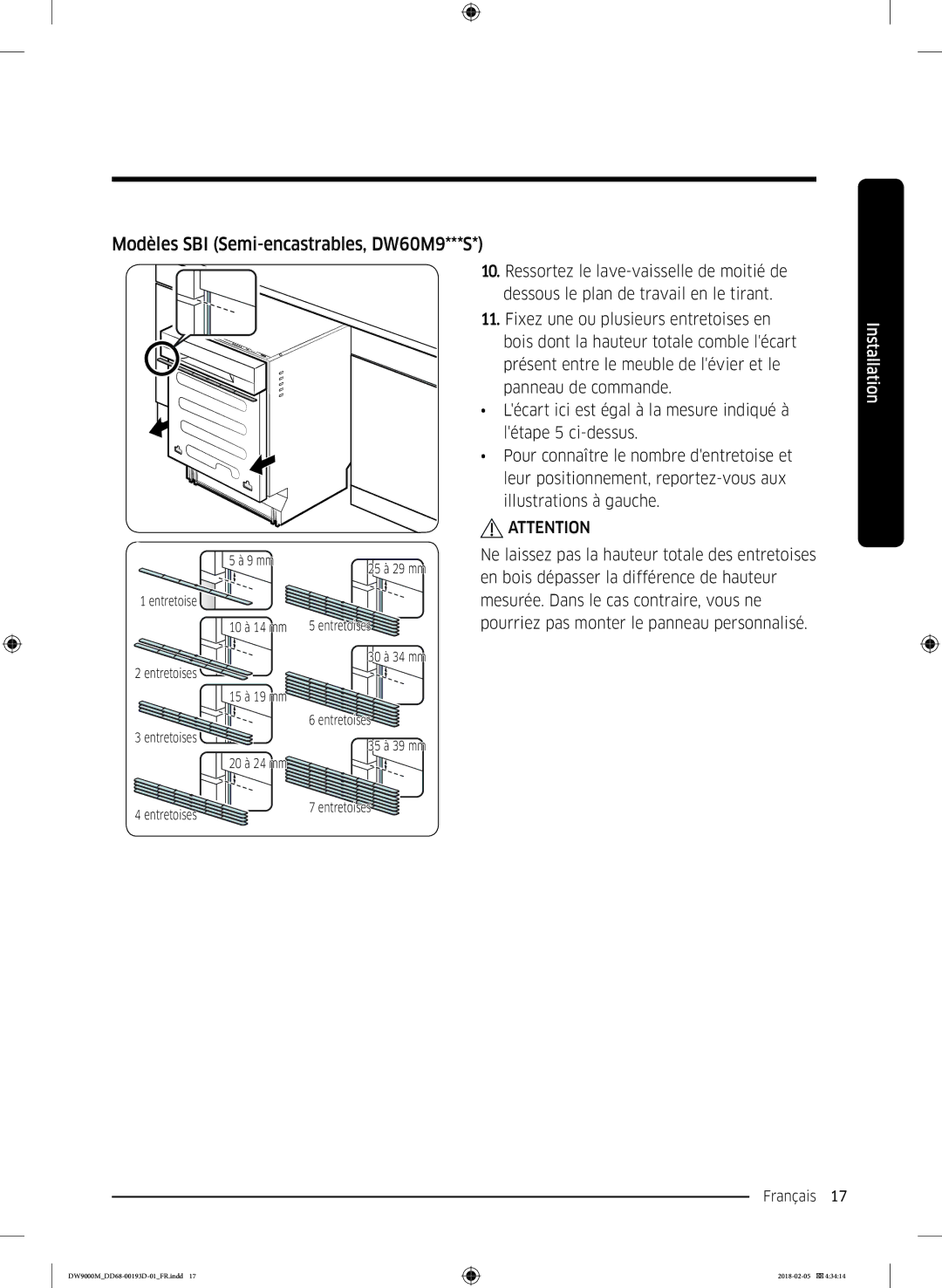 Samsung DW60M9970US/ET, DW60M9530BB/ET, DW60M9550BB/ET manual Français 17  